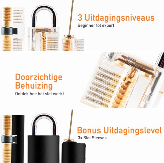 Happy Goods Lockpick Set - Lockpicking Set - 32-piece - Survival Kit - Beginners & Professional - 3x Practice Lock - Lock Pick - Survival Kits
