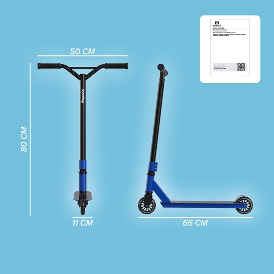 Trotinette Stuntstep Fly X - LifeGoods - 6+ Years - Garçons/Filles - 100mm - 100KG - Noir/Bleu