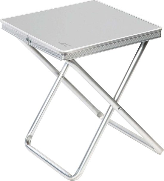 Bo-Camp - Tabouret + tablette - Pliable - Gris