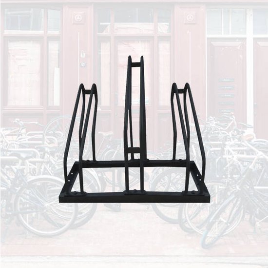 BRASQ Porte-vélos pour 3 vélos - Support de vélo - Support de vélo - Support de vélo pour le sol Comprend le matériel de fixation - Noir