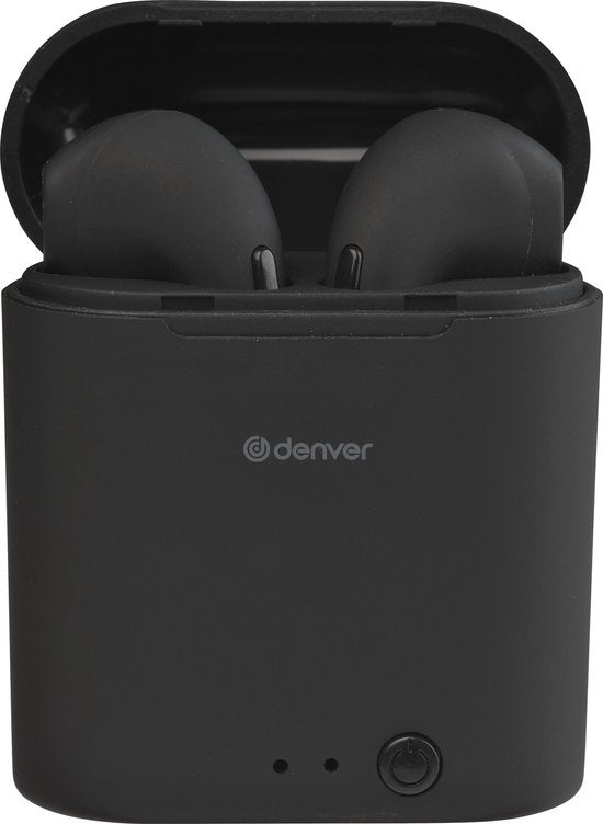Denver TWE-46 - Ecouteurs - Sans fil - Ecouteurs sans fil - Bluetooth - avec étui de chargement - mains libres - sport - casque - intra-auriculaire - Bluetooth 5.0 - Noir