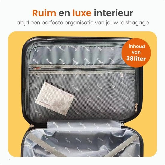 Goliving Hand Luggage Suitcase with Wheels - Trolley - Lightweight - TSA Lock - Padded Interior - 38 Litres - 55 x 35 x 23 cm - Blue