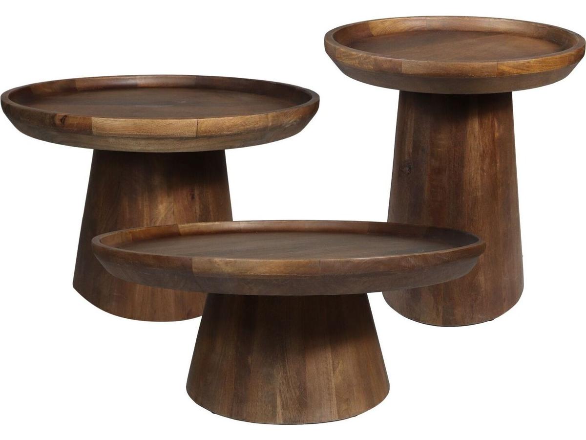 Table d'appoint Boox Drum - Bois de manguier - Marron mat - 60 x 60 x 40 cm