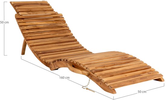 Chaise longue Arrieta en teck naturel