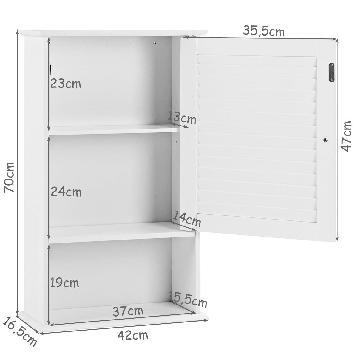 Armoire murale Coast armoire de salle de bain armoire murale suspendue avec base réglable blanc