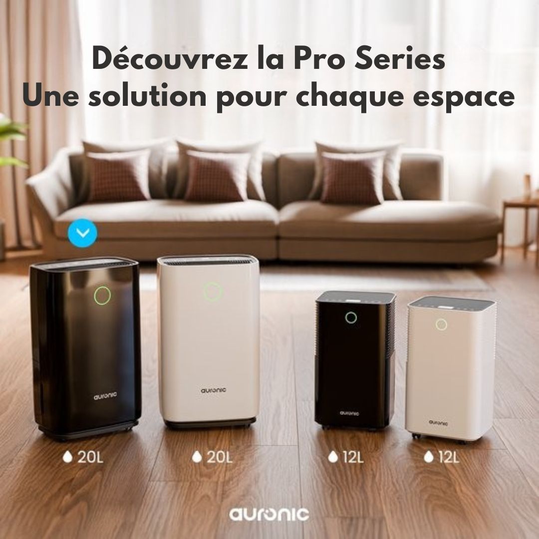 Déshumidificateur Auronic - Série compacte - 20L par jour - Fonction Lavage-Séchage - Chambre à coucher, salle de bain et salon - Élimination de l'humidité pour la maison - Noir