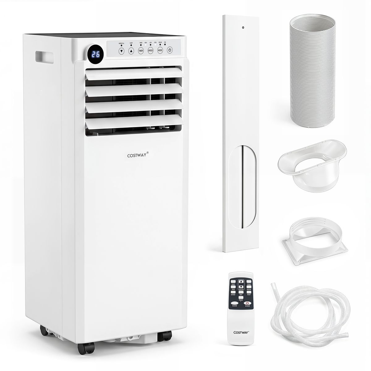 Climatiseur portable Coast - Refroidisseur d'air 4-en-1 avec déshumidificateur et ventilateur - mode nuit - blanc et noir - 30 x 29 x 69 cm