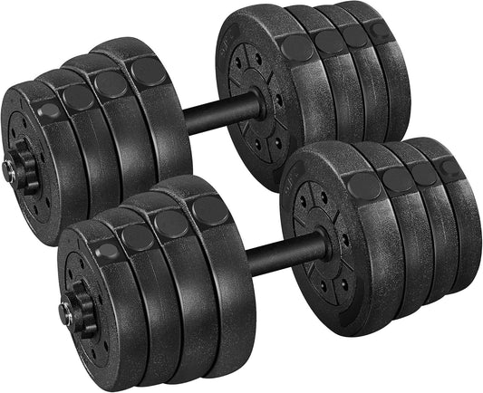 Yaheetech Lot de 2 haltères - 30 KG - Poignée antidérapante - Réglable - Noir