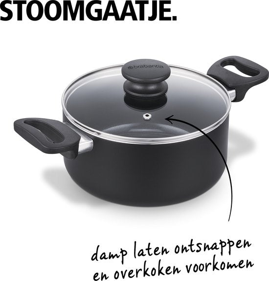 Brabantia Cooking Pleasure set - 7 pièces - Induction - Revêtement antiadhésif en céramique - 100% sans PFAS - Noir