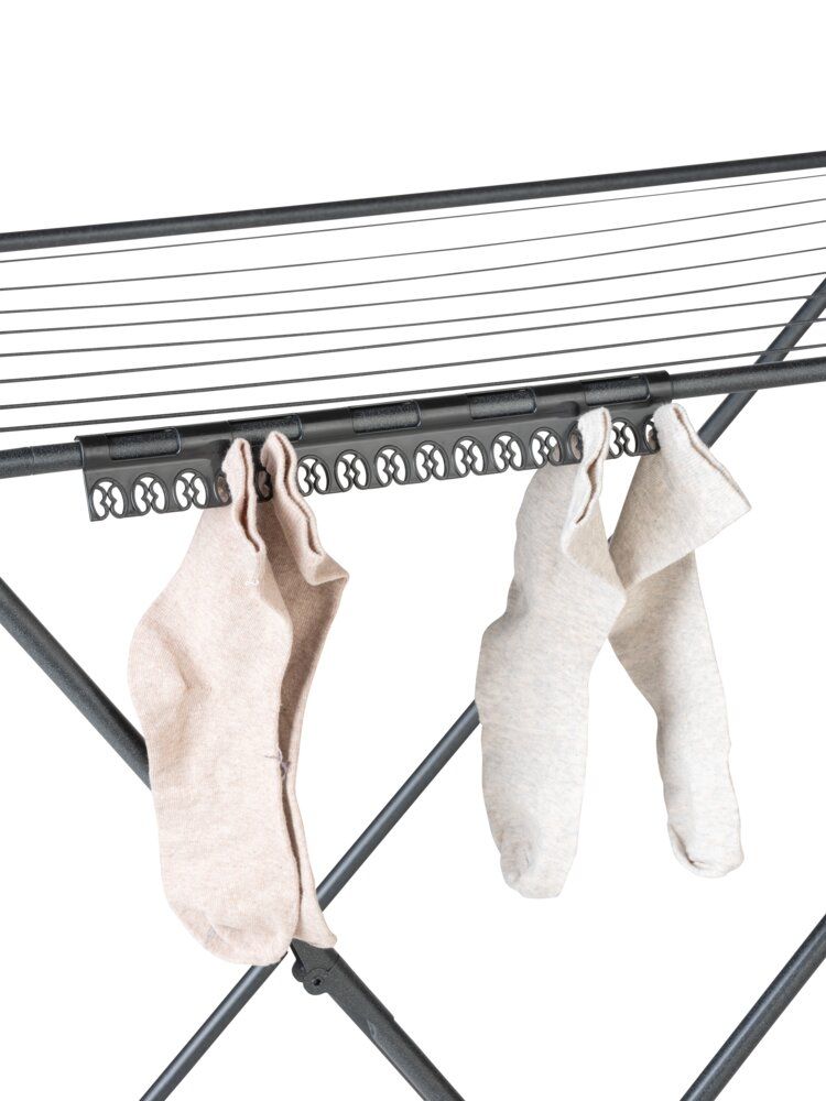 WENKO Lot de 2 porte-chaussettes – Porte-chaussettes et petits articles pour étendoir à linge – Jusqu'à 15 pièces par porte-chaussettes – Plastique recyclé – Noir