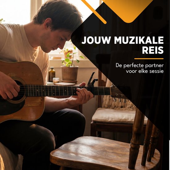 Capo universel Finesse avec médiators - Guitare - Acoustique - Électrique - Ukulélé - Noir