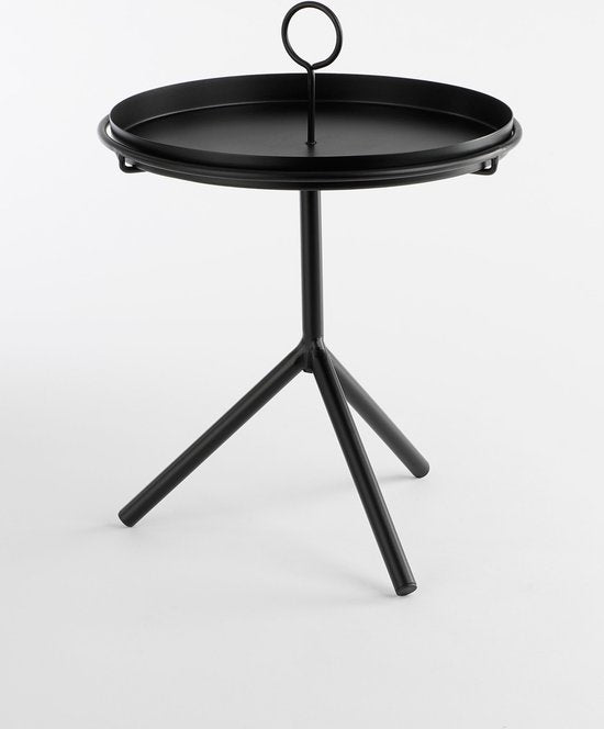 Table d'appoint Aston - Mica Decorations - avec plateau amovible - H40 x Ø31 cm - Métal - Noir