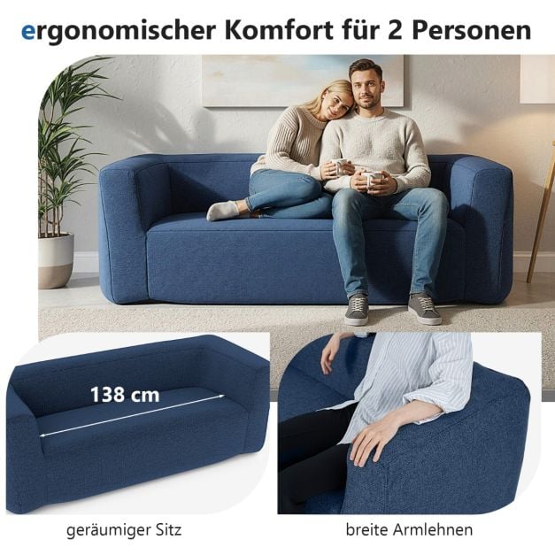 Coast Air Bench Blue - Banc gonflable pour 2 personnes avec housse amovible et accoudoirs larges - 184 x 79 x 67 cm