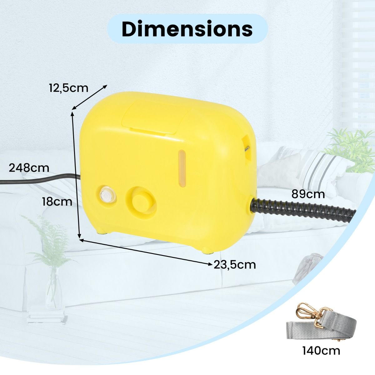Nettoyeur vapeur portable Coast - 1 600 W - Réservoir d'eau de 1 L - Jaune