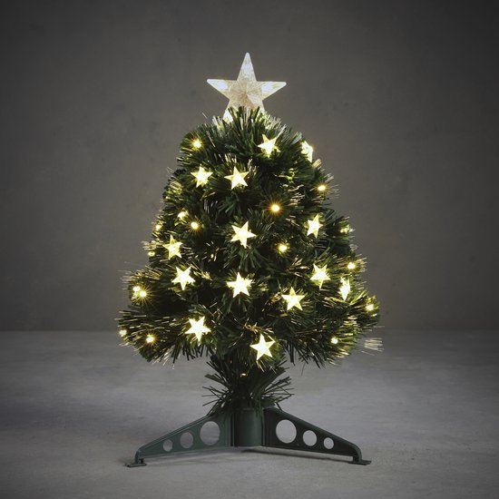 Sapin de Noël artificiel Mercury de Luca Lighting avec éclairage à fibre optique - H 45 x Ø 25 cm - Vert