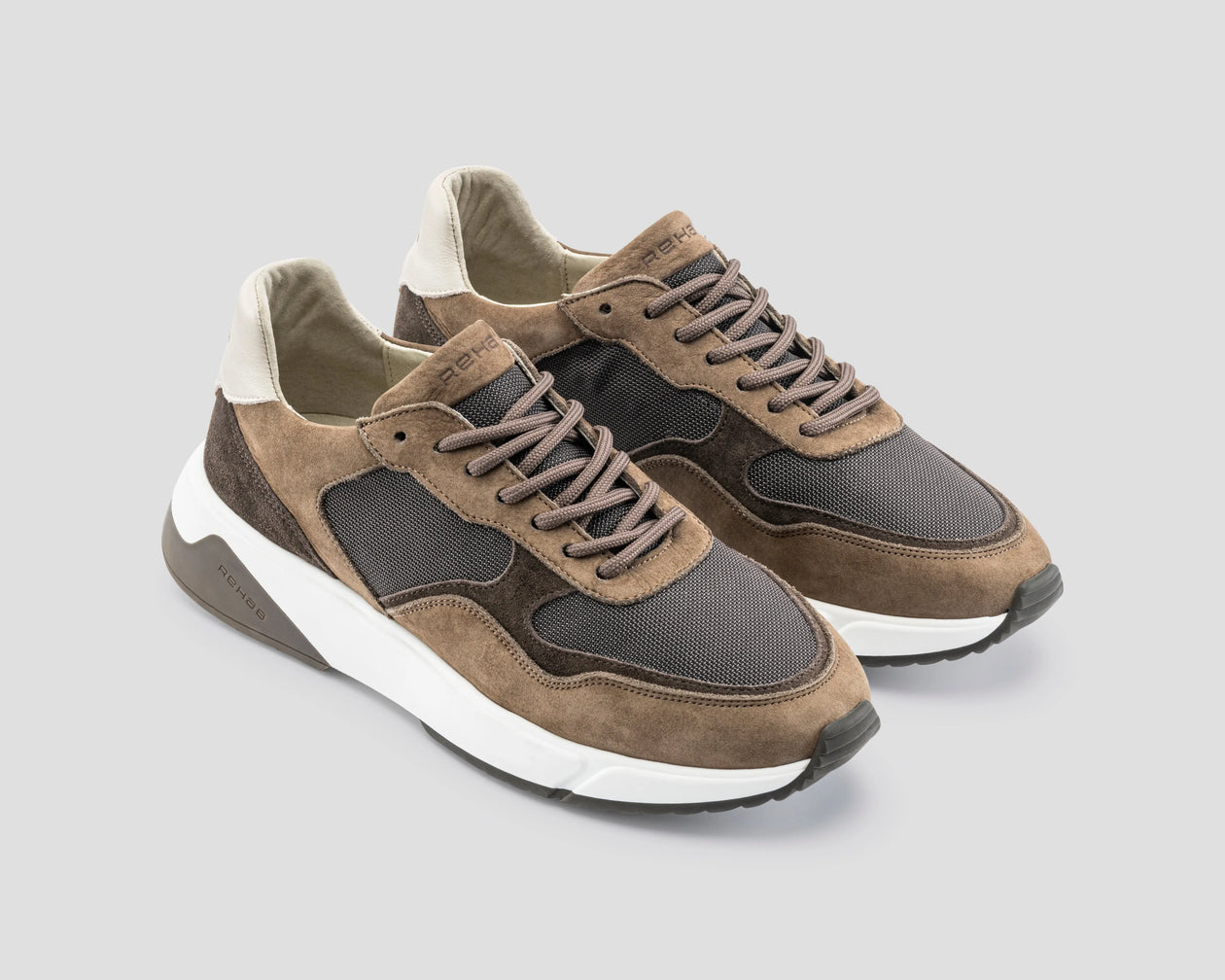 Baskets homme Rehab Booster Mix - Daim et mesh taupe - Taille 44 - Semelle caoutchouc confortable
