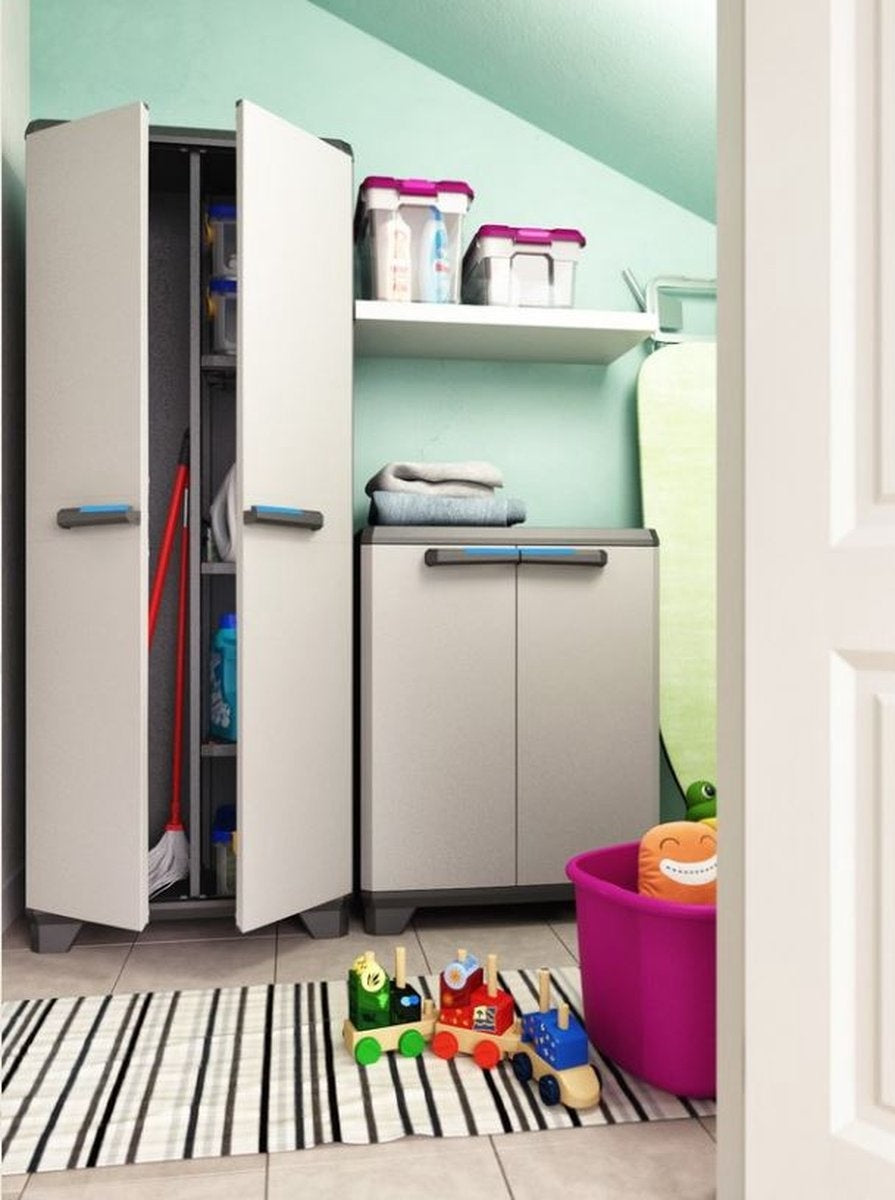 Kis Linear Opbergkast hoog- 68x173x39 cm - Grijs/Zwart
