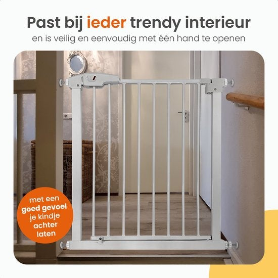 Goliving Barrière d'escalier - Fixation par pince sans perçage, rallonge incluse - extensible - 78-93 x 6 x 85 cm - Noir