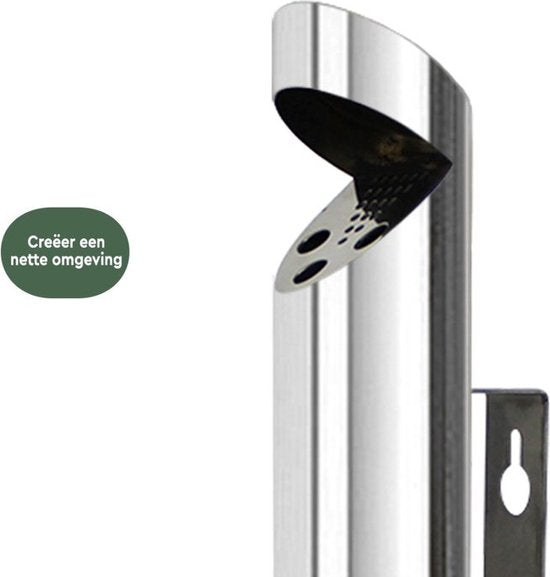 BRASQ Cendrier mural en acier inoxydable Cendrier d'extérieur d'une capacité de 1,7 litre - Ø7,5x(H)45 cm