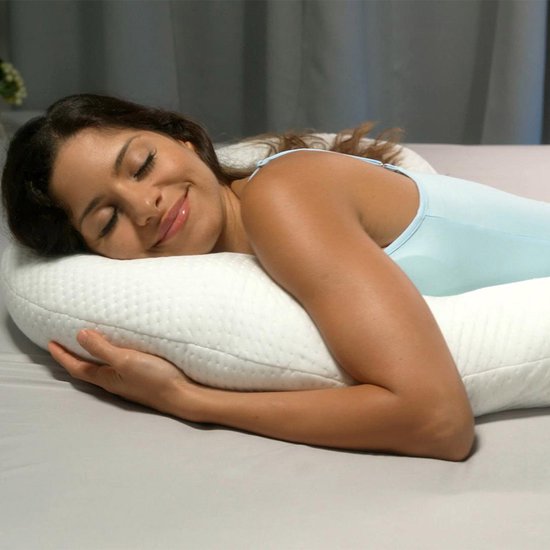 Dreamolino Swan - oreiller ergonomique pour dormir sur le côté - oreiller confort 7 en 1 - offre un soutien et une stabilisation - oreiller de grossesse - oreiller d'allaitement - oreiller de corps respirant