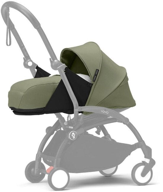 Stokke YOYO 0+ Newborn Pack, Olive - Comprend un matelas, un pare-soleil extensible et un harnais à cinq points - Nécessite le châssis YOYO (vendu séparément)