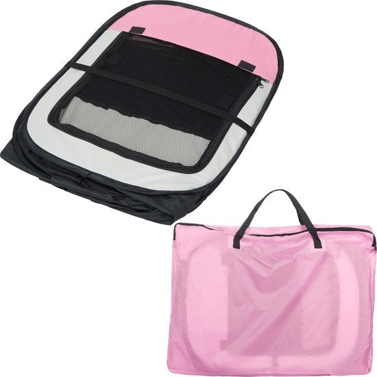 Tectake Parc à chiots pliable - Rose - 125 x 125 x 64 cm - Sac de transport inclus