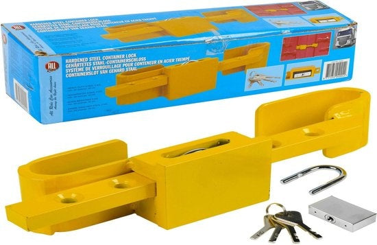 All Ride Container Lock 5KG - Serrure pour conteneur et remorque - réglable de 23 à 43 CM - acier trempé - 3 clés de rechange incluses - jaune