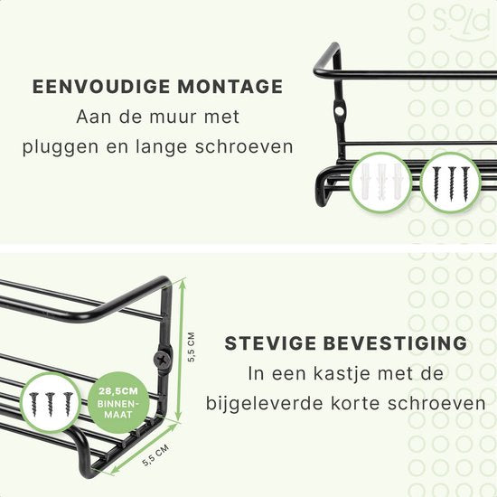 Portoir à herbes suspendu - Organisateur d'herbes - 4 Portoirs à herbes - Pour 24 pots d'herbes - Acier inoxydable Noir mat