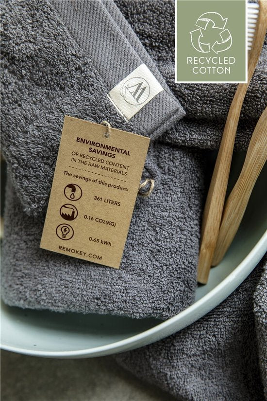 Walra Washand Remade Cotton - 2 x 16 x 21 - 100 % coton, dont 70 % recyclé - Gris / Anthracite