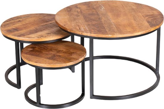 Trend Living Set Three XXL Table basse - Marron - Bois