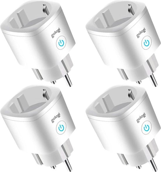 Gologi Smart plug - Prise intelligente - Horloge & Compteur d'énergie - WIFI - Google Home & Amazon Alexa - 4 Pièces - Blanc