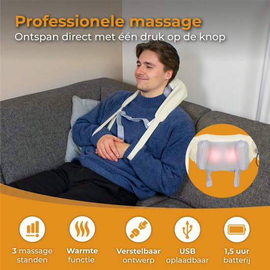 Nuvance - Coussin de massage pour les bras, le dos et les jambes Blanc