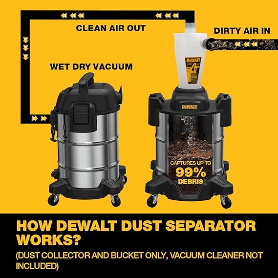 Détendeur de poussière cyclonique DeWALT - 38 L - Professionnel - Noir
