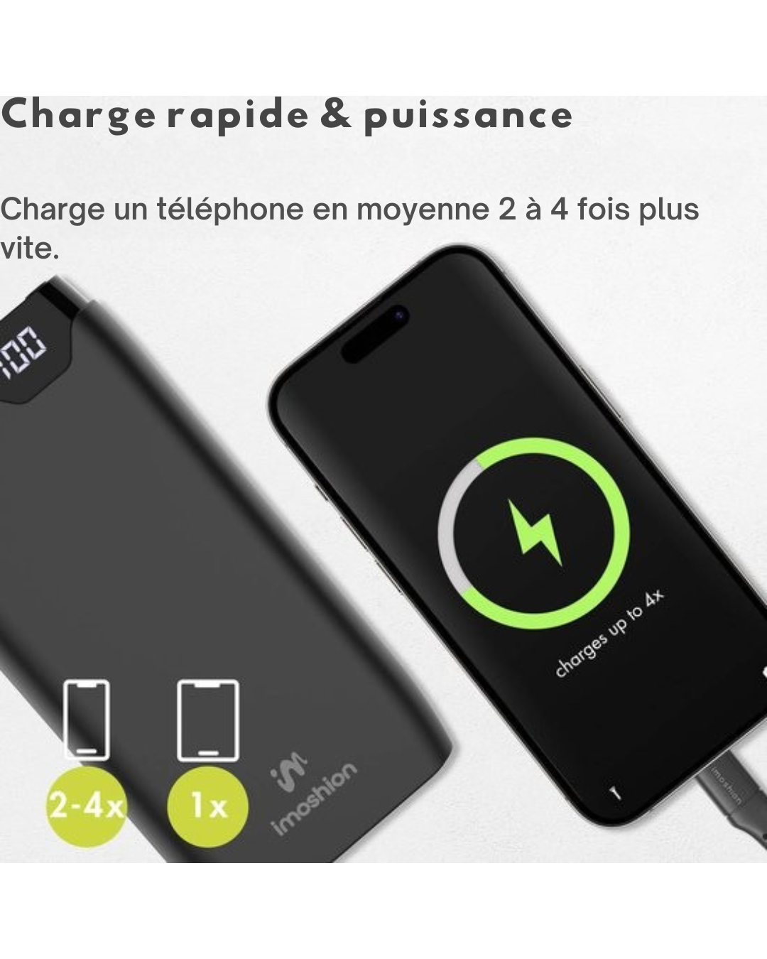Batterie externe - imoshion - 20000 mAh - Chargeur rapide 22,5W - USB-C & USB-A - Powerbank Powerbank adapté à iOS/Android - Noir