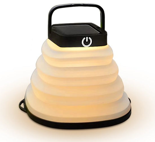 Tech Essentials Lanterne solaire LED - Pliable - Noire - Lampe de tente - Lampe Led rechargeable - Camping - Urgence - Tempête - Lampe pendante - Energie solaire