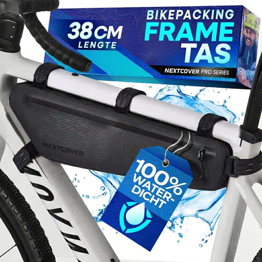 Sac de cadre Nextcover Bikepacking - 38 cm - Noir - 3 litres - TPU 100 % imperméable - Sac de cadre pour vélo de gravel, vélo de course et VTT