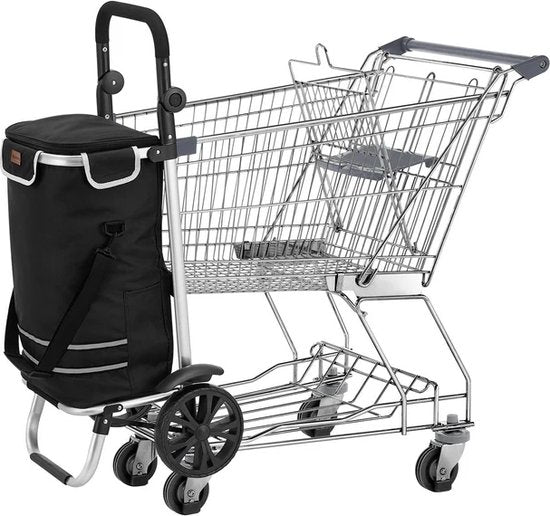 Chariot de supermarché 3en1 - 56L - Noir