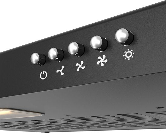 CIARRA CBCB6903 - Hotte encastrable de 60 cm, noire – filtre à charbon inclus - 220 m³