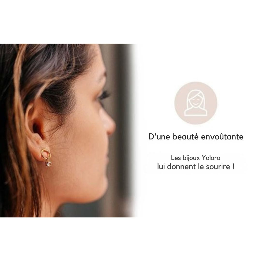 Boucles d'oreilles avec cristaux - Yolora Kalpa Camaka - Plaqué or jaune 18K - femme - Bijoux - Boîte cadeau - Couleur or