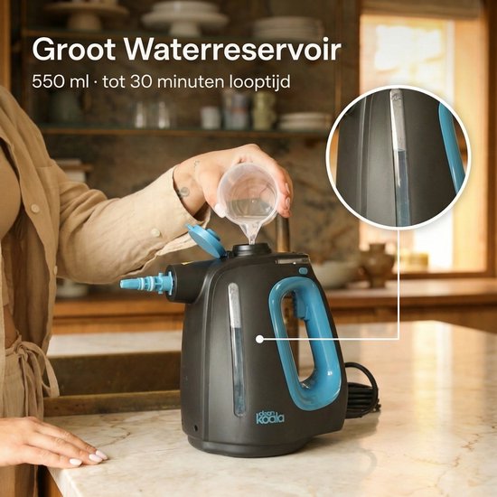Nettoyeur vapeur 2-en-1 CleanKoala – Temps de chauffe de 15 secondes – 30 minutes d'autonomie – 12 accessoires et 3 lingettes supplémentaires inclus