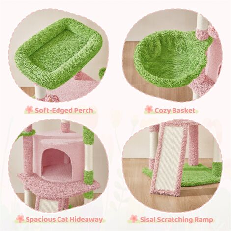 Arbre à chat Yaheetech - Cactus - Sisal - 42,5 x 42,5 x 106,5 cm - Rose/Vert