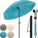 Parasol de jardin WOLTU rond, Ø 155 cm - Bleu - Résistant aux UV - Imperméable - Pour terrasse, balcon et plage