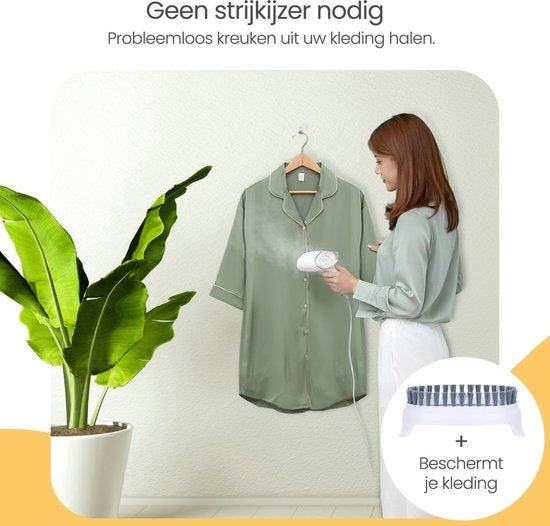 Défroisseur à linge Goliving - Défroisseur à main pour vêtements/textiles/tissu - Pliable - Pochette de voyage incluse - Blanc