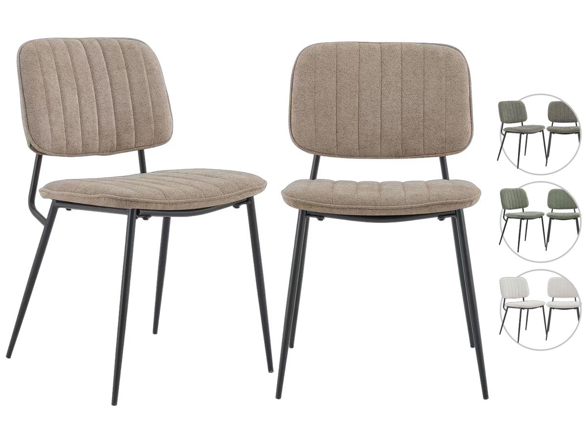 Multifurn Sol - Lot de deux chaises de salle à manger - Confortables et élégantes - Vert forêt - Taupe