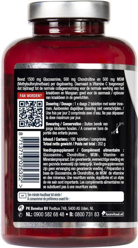 Lucovitaal - Compléments alimentaires - Glucosamine / Chondroïtine / msm - 100 comprimés