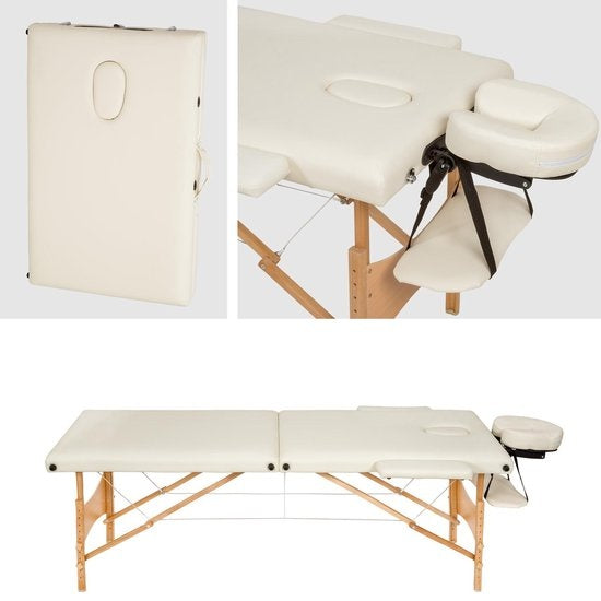Table de massage mobile 2 zones beige - 5cm + sac de transport - 401462