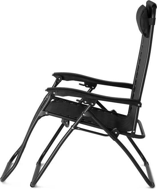 Chaises longues confortables - 2 pièces - Noir - Jardin