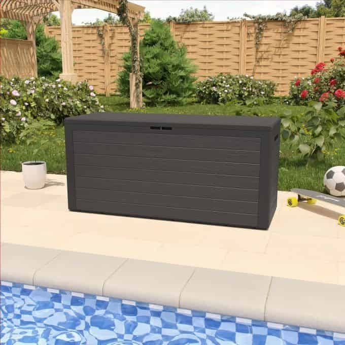 Coffre de jardin - Deuba - Boîte de Rangement - Extérieur - Pour jardin - plastique - anthracite - 120 x 46 x 57cm