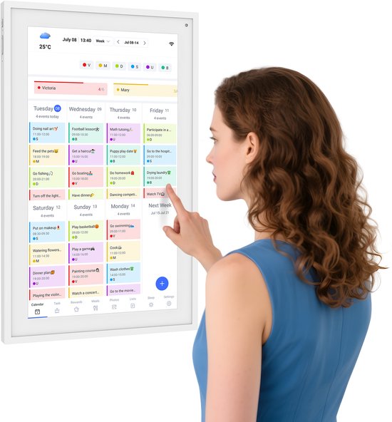 Cadre photo numérique TABWEE P15 15,6 pouces avec écran tactile – Full HD 1080p, planificateur familial intelligent, liste de tâches, écran interactif pour la cheminée – Montage mural ou sur bureau pour une organisation fluide