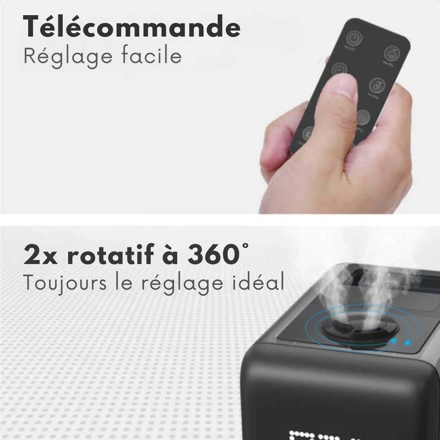Humidificateur - Auronic - 3 niveaux de chaleur - Capacité du réservoir 6L - 70m2 - Filtre à eau inclus - Noir